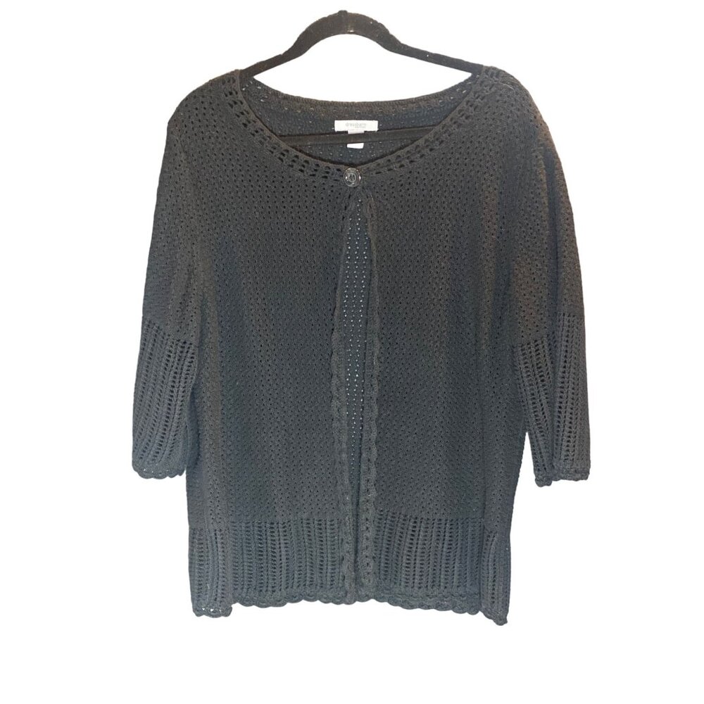 Dress barn Black Cardigan Button Top Open Front 3/4 Sleeve Women 18/20